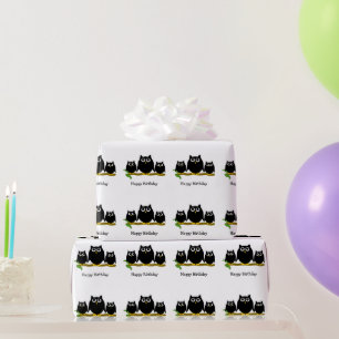 Papier Cadeau Cadeau d'anniversaire design Hiboux noirs