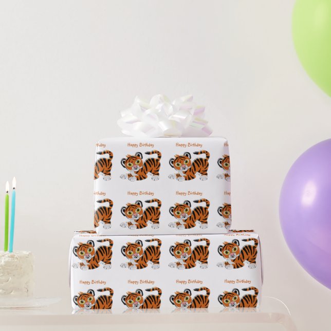 Papier Cadeau Cadeau d'anniversaire design Tigre (Cadeaux de fête)