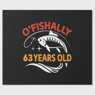 Papier Cadeau Cadeau d'anniversaire drôle de 63 ans papa pêcheur