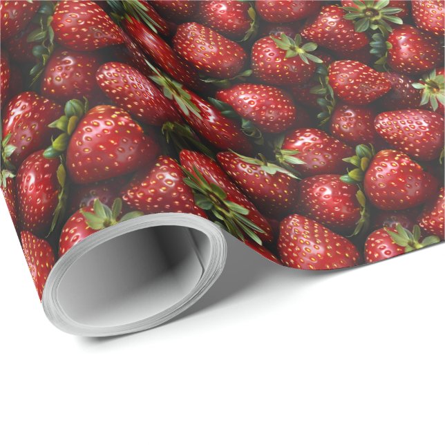 Papier Cadeau Cadeau d'anniversaire fraise  (Coin rond)