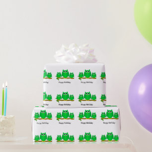 Papier Cadeau Cadeau d'anniversaire Green Owls Design