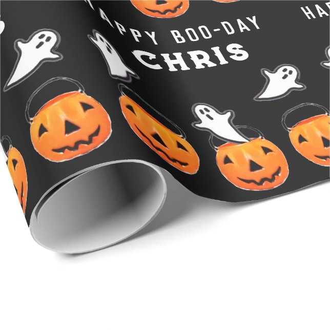 Papier Cadeau Cadeau d'anniversaire Halloween (Coin rond)