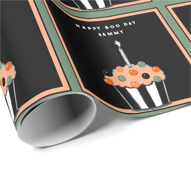 Papier Cadeau Cadeau d'anniversaire Halloween mignon (Coin rond)