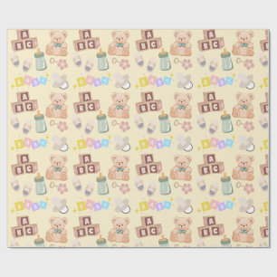 Papier Cadeau Cadeau de Baby Shower Blocs et Jouets