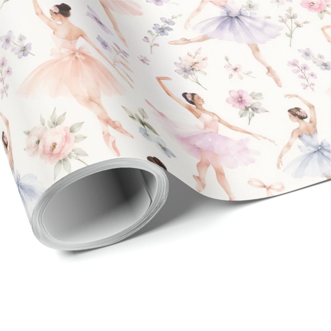 Papier Cadeau Cadeau de ballerine à l'aquarelle  (Coin rond)