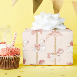 Papier Cadeau Cadeau de carrousel Vintage rose et or