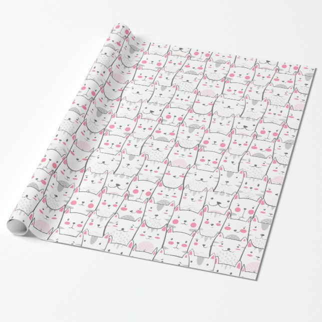 Papier Cadeau Cadeau de chatons drôles chats (Déroulé)