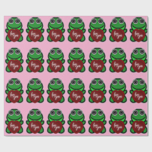 Papier Cadeau Cadeau de coeur de grenouille mignonne je t'aime p