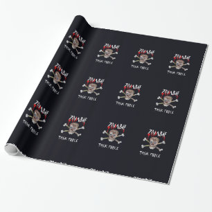 Papier Cadeau Cadeau de crâne et d'os croisés de l'équipe de zom