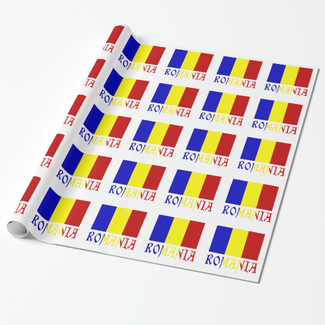 Papier Cadeau Cadeau de drapeau roumain de Roumanie (Déroulé)