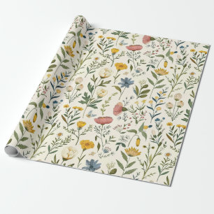 Papier Cadeau Cadeau de fleurs sauvages pastel Cottagecore