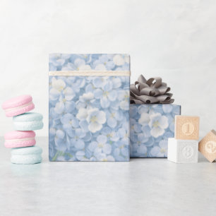 Papier Cadeau Cadeau de Jardin à l'Aquarelle Hydrangea Bleue