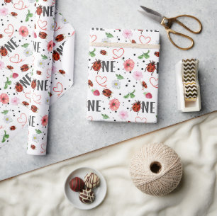 Papier Cadeau Cadeau de la mignonne Lady Bugs 1er anniversaire