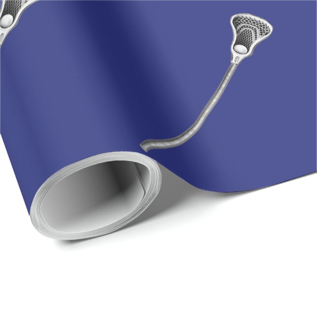 Papier Cadeau Cadeau de Lacrosse Bleu (Coin rond)