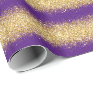 Papier Cadeau Cadeau de luxe Populaire Purple Gold Parties scint
