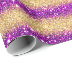 Papier Cadeau Cadeau de luxe Populaire Purple Gold Parties scint