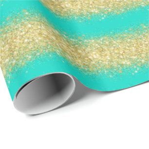 Papier Cadeau Cadeau de luxe Populaire Turquoise Gold Parties sc