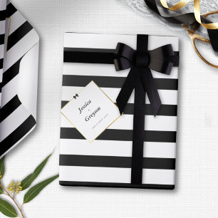 Papier Cadeau Cadeau de mariage élégant à rayures noires et blan