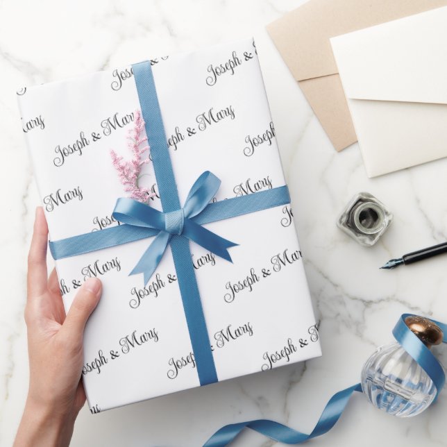 Papier Cadeau Cadeau de mariage élégant avec noms de couple pers (Cadeaux)