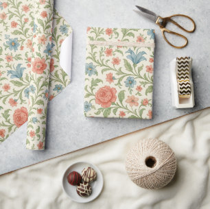 Papier Cadeau Cadeau de motif d'art floral anglais Shabby Chic