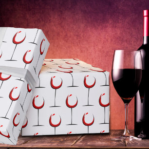 Papier Cadeau Cadeau de motif de verre à vin rouge moderne