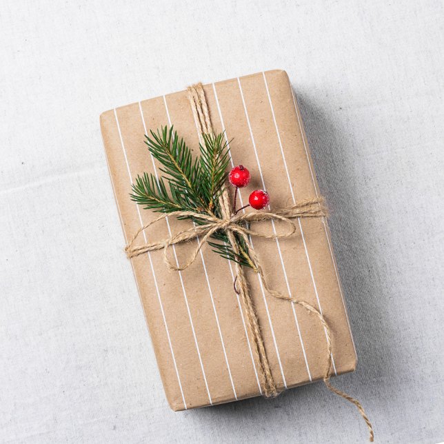 Papier Cadeau Cadeau de Noël beige rayé (Créateur téléchargé)