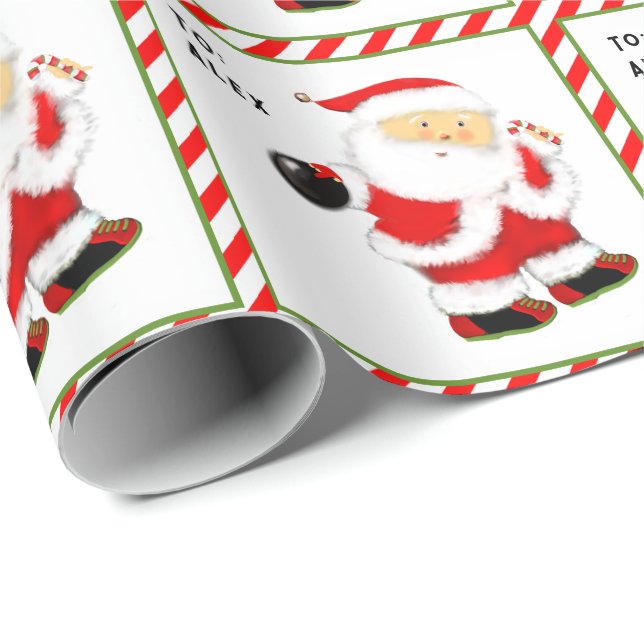 Papier Cadeau Cadeau de Noël Bowling (Coin rond)