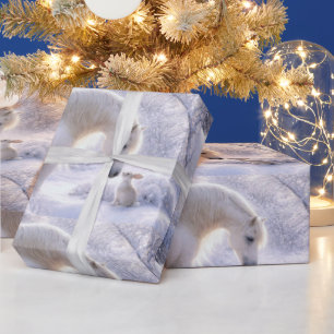 Papier Cadeau Cadeau de Noël Cheval et Lapin de Fête