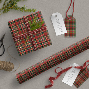 Papier Cadeau Cadeau de Noël classique à carreaux rouges vintage