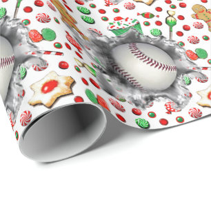 Papier Cadeau Cadeau de Noël de baseball