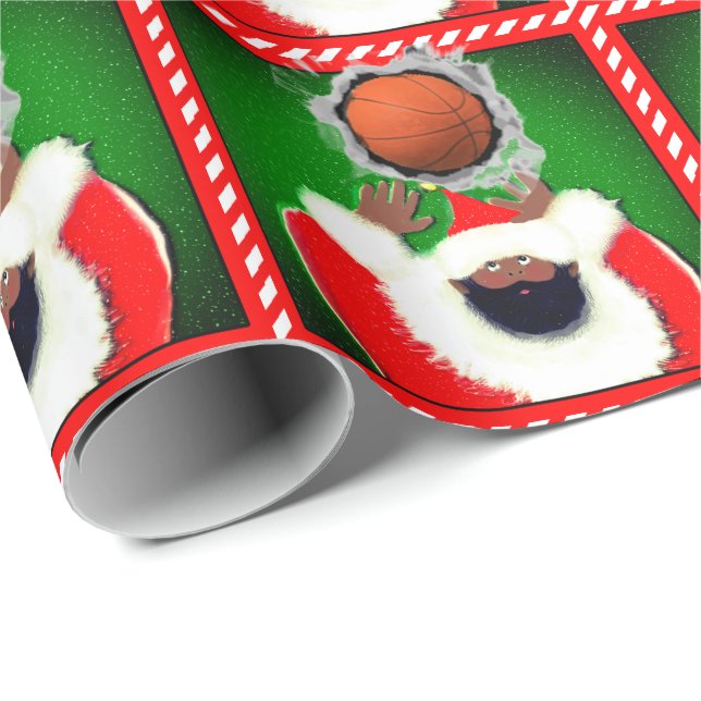 Papier Cadeau Cadeau de Noël de basket-ball (Coin rond)