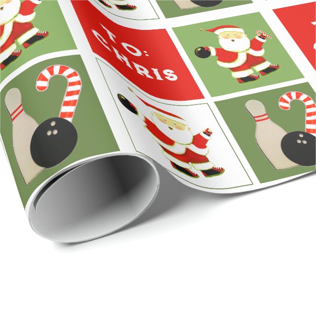 Papier Cadeau Cadeau de Noël de bowling (Coin rond)