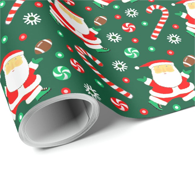 Papier Cadeau Cadeau de Noël de football (Coin rond)