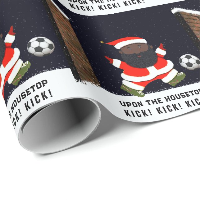 Papier Cadeau Cadeau de Noël de football (Coin rond)