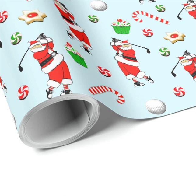 Papier Cadeau Cadeau de Noël de golf (Coin rond)