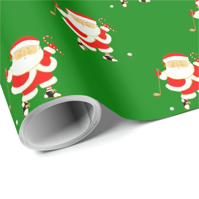 Papier Cadeau Cadeau de Noël de golf (Coin rond)