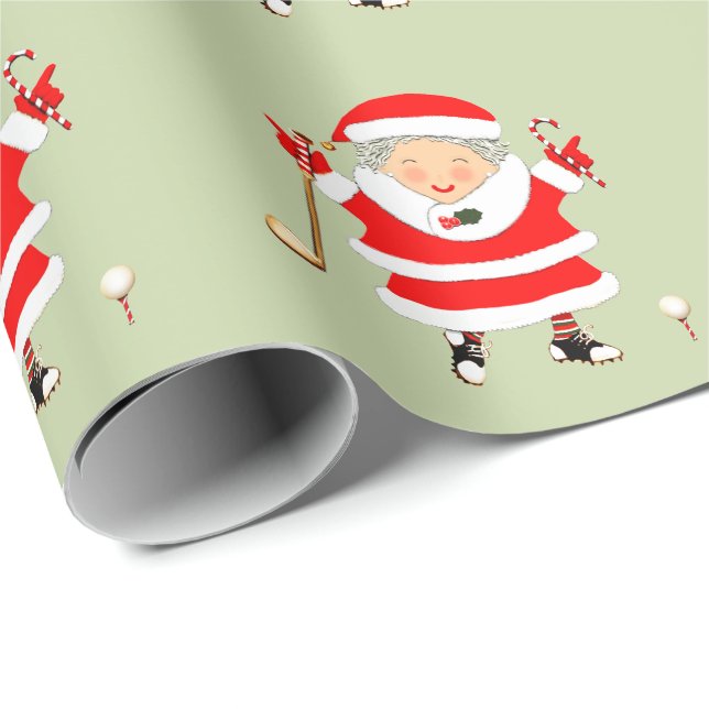Papier Cadeau Cadeau de Noël de golf pour dames (Coin rond)