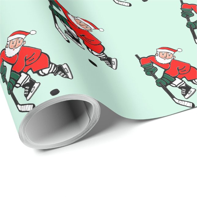 Papier Cadeau Cadeau de Noël de hockey (Coin rond)