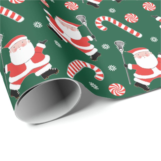 Papier Cadeau Cadeau de Noël de Lacrosse (Coin rond)