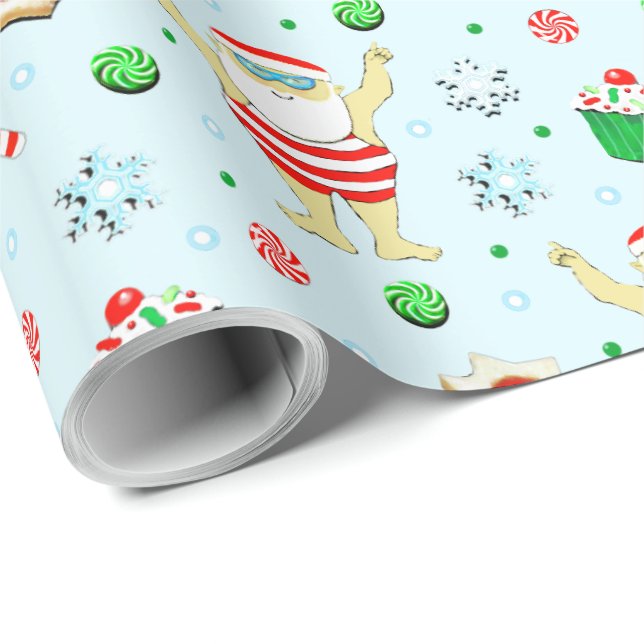 Papier Cadeau Cadeau de Noël de natation (Coin rond)