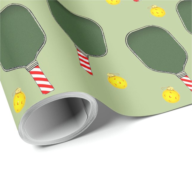 Papier Cadeau Cadeau de Noël de Pickleball (Coin rond)