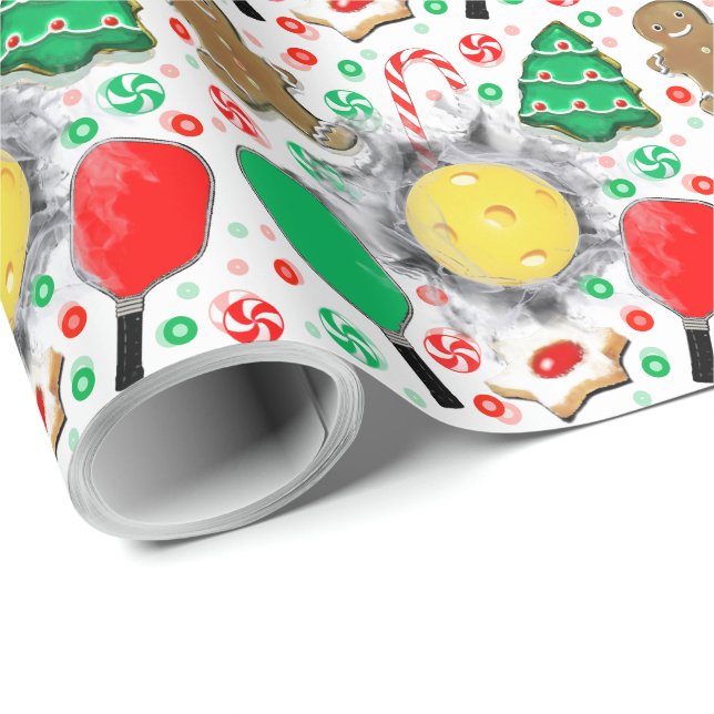 Papier Cadeau Cadeau de Noël de pickleball (Coin rond)