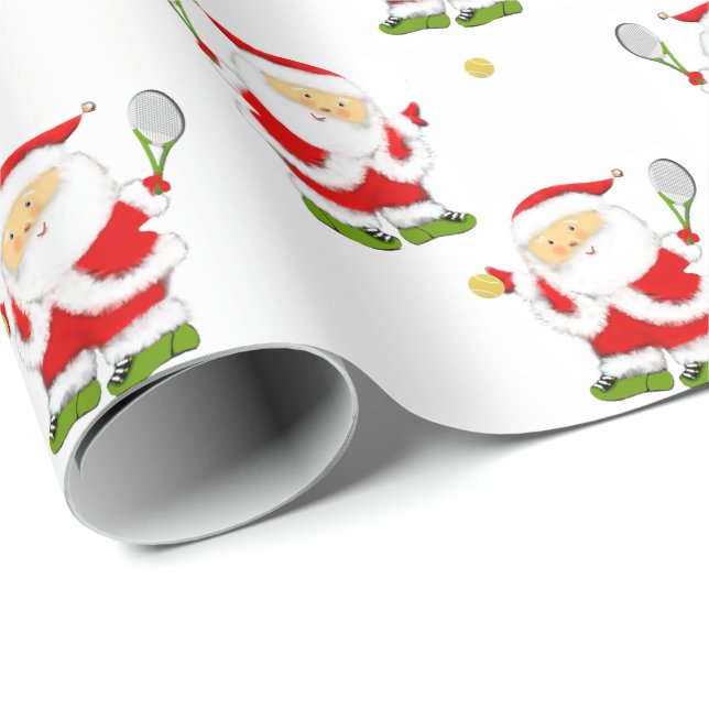 Papier Cadeau Cadeau de Noël de tennis (Coin rond)