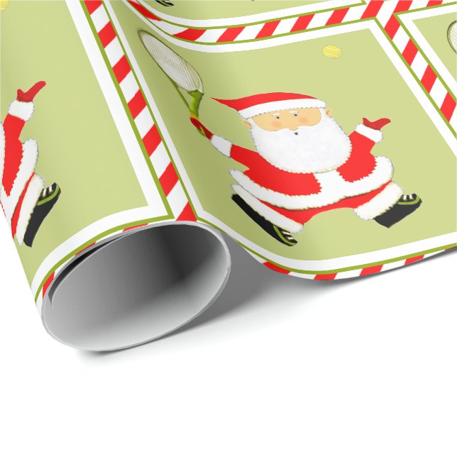 Papier Cadeau Cadeau de Noël de tennis (Coin rond)