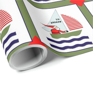 Papier Cadeau Cadeau de Noël de thème nautique