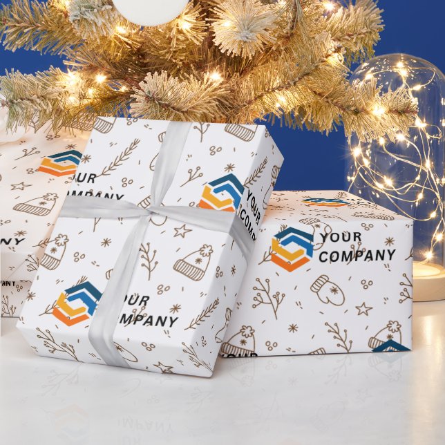 Papier Cadeau Cadeau de Noël du logo d'affaires personnalisé (Vacances)