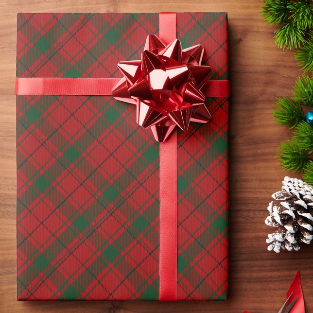 Papier Cadeau Cadeau de Noël en Tartan rouge et vert (Créateur téléchargé)