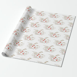 Papier Cadeau Cadeau de Noël musique notes houx rouge or