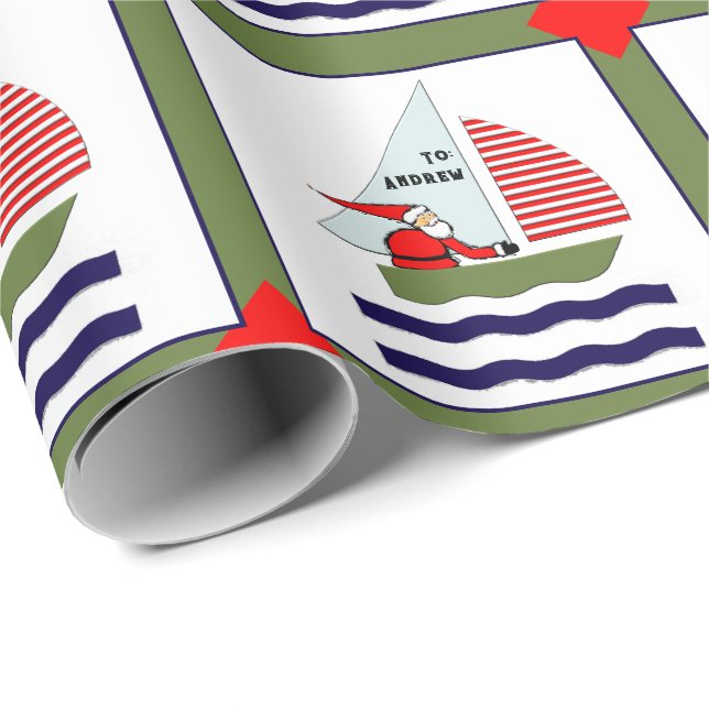 Papier Cadeau Cadeau de Noël nautique (Coin rond)