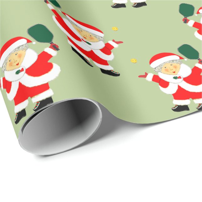 Papier Cadeau Cadeau de Noël Pickleball (Coin rond)